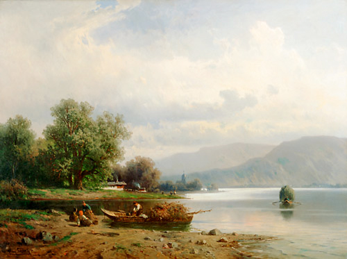 August Eduard Schliecker - Bavarian lake in the mountains