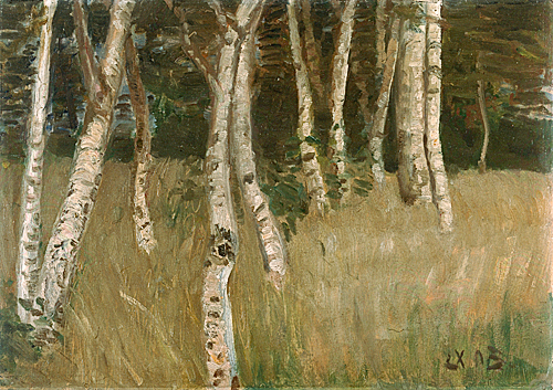 Otto Modersohn - Birch trees on a meadow at forest edge