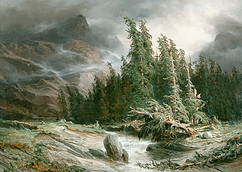 Alexandre Calame - Coming up storm in mountain valley