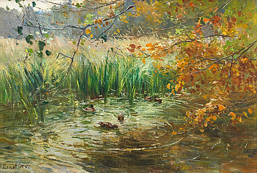Ernst Otto - Ducks in an autumn lake