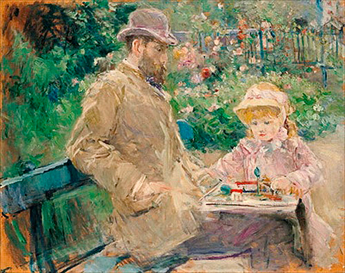 Berthe Morisot - Eugene Manet with his daughter at Bougival