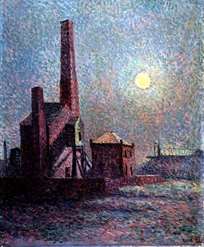 Maximilien Luce - Factory in Moonlight