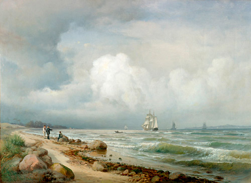 Anders Andersen-Lundby - Far beach landscape with sailboats in the coasts waters