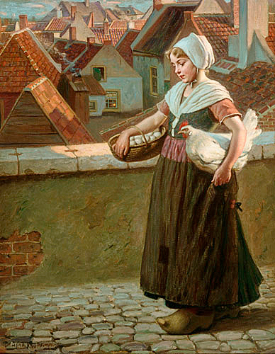 Hermann Knopf - Farmer girl on the way to the market in the city