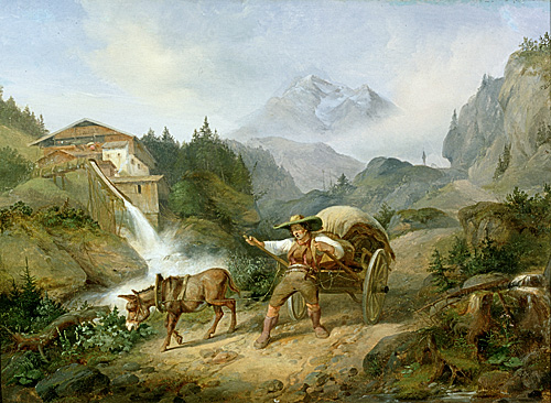Joseph Heinrich Ludwig Marr - Farmer with cart in mountains