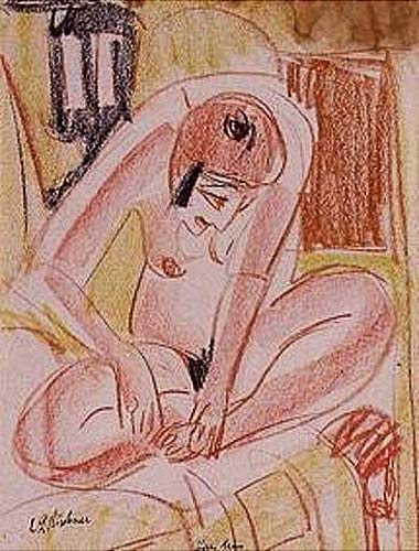 Ernst Ludwig Kirchner - Female nude squating