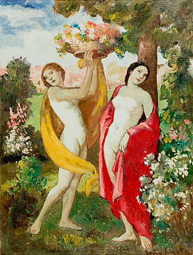 Bela Ivaniy-Grünwald - Female Nudes at a summer meadow