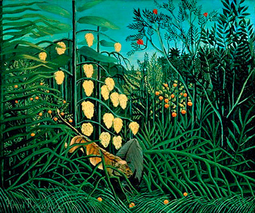 Henri Rousseau - Fight between tiger and buffalo in a tropic forrest
