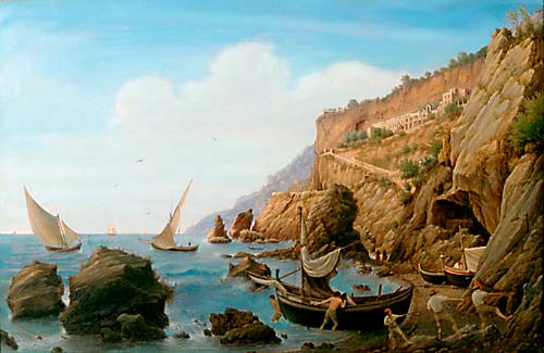 Wilhelm Brücke - Fishermen at the coast near Amalfi