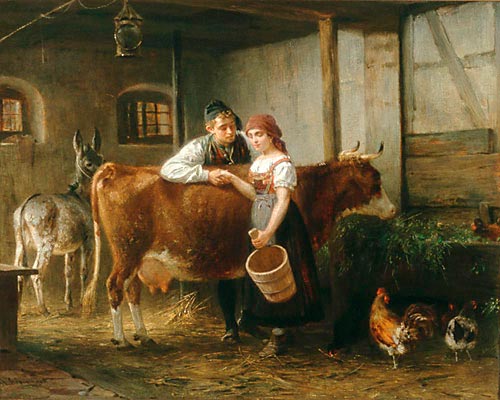 Heinrich Schaumann - Flirt in the stable