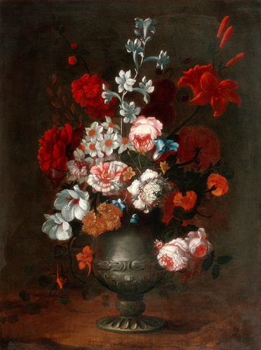 Caspar Peter Verbruggen - Flowers still life in a tin vase