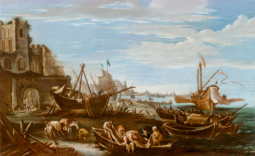 Johann Anton Eismann - Goings in a southern coasts harbor
