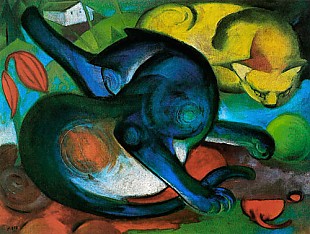 Franz Marc - Two cats, blue and yellow