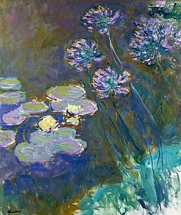 Claude Monet - Water lilies and agapanthes