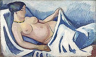 August Macke - Female nude, lying