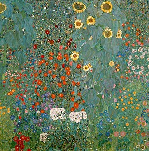 Gustav Klimt - Cottage garden and sunflowers