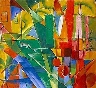 Franz Marc - Landscape with house, dog and cow