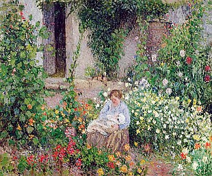 Camille Pissarro - Mother and Child in the Flowers