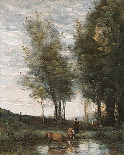 Jean Baptiste Camille Corot - The pond, cowherd