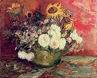 Vincent van Gogh - Sunflowers, Roses and other Flowers in a Bowl