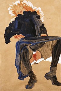 Egon Schiele - Reclining Girl in a Blue Dress