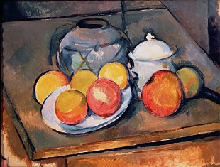 Paul Cézanne - Vase, sugar bowl and apples