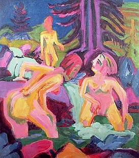 Ernst Ludwig Kirchner - Three Bathers in a Stream
