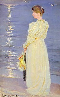 Peder Severin Kroyer - Woman in White on a Beach