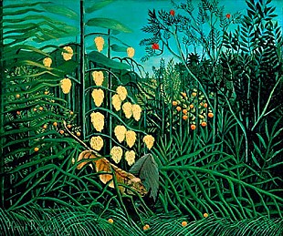 Henri Rousseau - Fight between tiger and buffalo in a tropic forrest