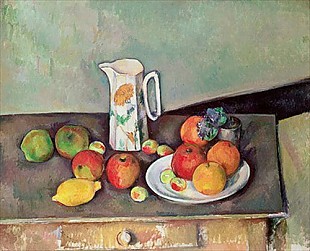 Paul Cézanne - Still life with milkjug and fruit
