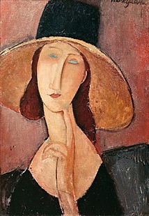 Amadeo Modigliani - Jeanne Hebuterne wearing a huge hat