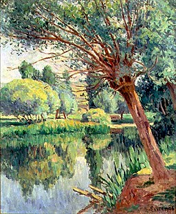Maximilien Luce - The Presbytery and the Willow on the River Bank