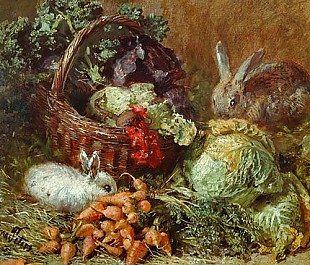 Anna Peters - Still life with a kitchen and rabbits
