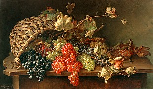Franz Hohenberger - Still Life with grapes and basket
