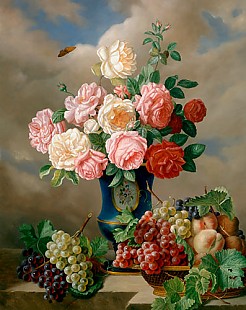 Wiener Stillebenmaler - Still life with flowers and fruits