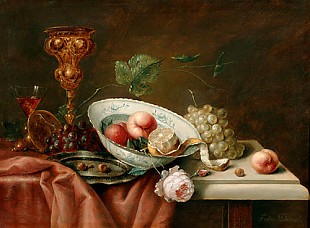 Gaston Derval - Still life with cup and fruit bowl