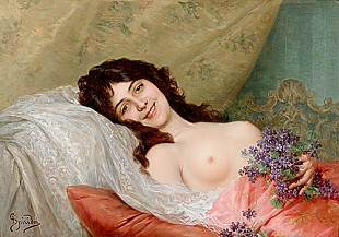 Ignace Spiridon - Girl with violet bouquet