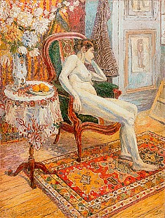 Eugen Delestre - Female Nude in the salon