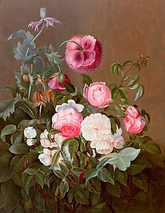 Johan Laurentz Jensen - Still life of roses and poppy