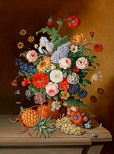 Johann Georg Seitz - Huge still life of flowers