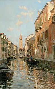 Bernardo Hay - View into a canal in Venice