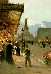 Luigi Loir - Flowers market at the Place de la République in Paris