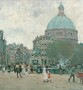Heinrich Hermanns - Marketscene in Amsterdam
