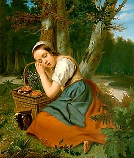 Frederik Ludvig Storch - Farmer girl resting on the way home