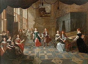 Hieronymus Janssens - Music and dance in the hall of castle