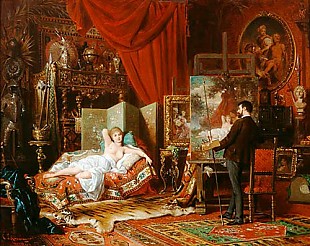 Carl Schweninger d.J. - The painter with its model in the studio
