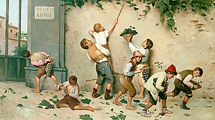neapolitanisch. Maler - The young grape thieves at the wall of the villa Arnot