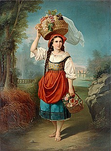 Ital. Maler - Young lady with fruit basket