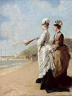 Charles Pecrus - Ladies at the beach of Trouville