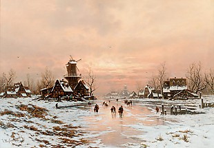 Joseph Heydendahl - Ice runner on a back water at a village in the Lower Rhine